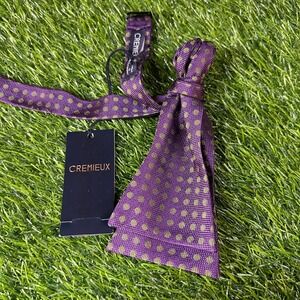 Cremieux Bow Tie Purple Green‎ Polka Dot Silk Adjustable Formal Wedding Mens NWT